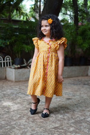 Yellow-block-print-mulmul-dress_4